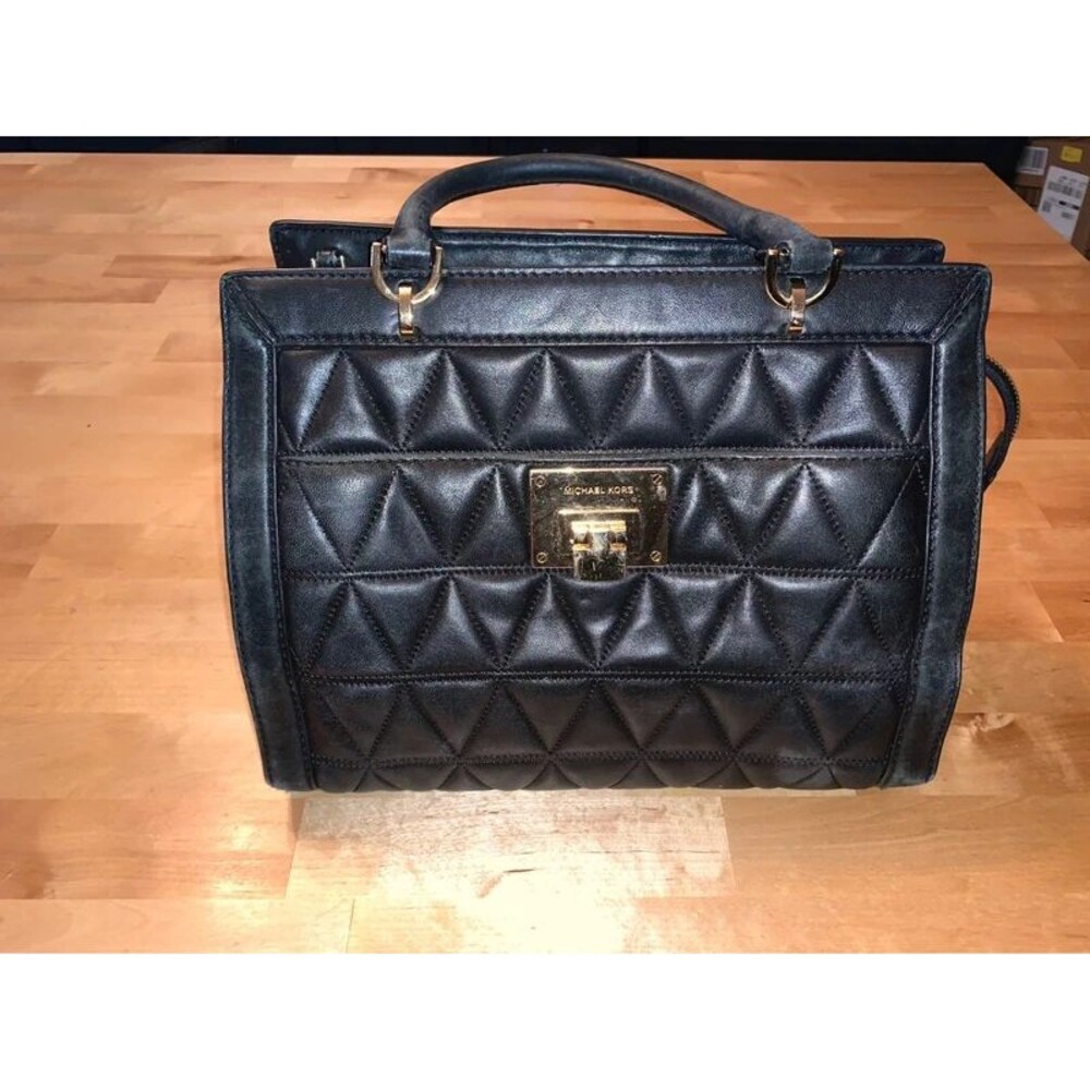 Michael Kohrs Black Soft Quilted Leather Handbag Purse